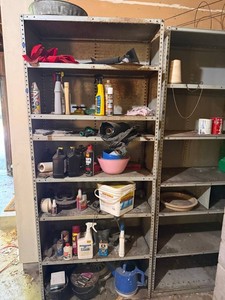 Garage Maintenance Supplies Lot - shelving units optional for buyer - content quantities unverified