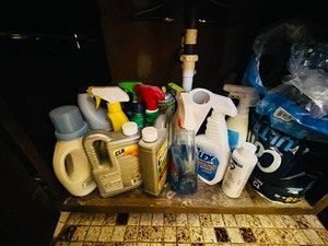 Household Cleaning Supplies - CLR, Windex & Assorted Cleaners - quantities unverified