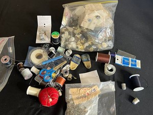 Sewing Supplies - Assorted Buttons, Thread, Needles & Notions