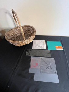 Quilting Tools & Wicker Basket Mixed Lot