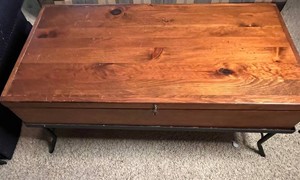 VTG Wooden Storage Combination Coffee TableChest With Childrens Books & Lucy Doll Mixed Lot