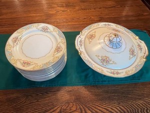 China Plates & Covered Serving Dish - Noritake Floral  Chevonia Pattern