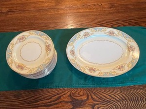 China Plate & Serving Platter Set - Noritake Floral  Chevonia Pattern