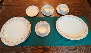 China Set - Limoges Floral Cups, Plates & Platter