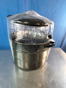 Black granite speckle enamel-on-steel water bath canner pot and a Punch Bowl