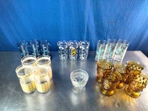 An assortment of vintage glassware