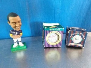 A collection of sports memorabilia items