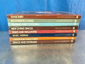 Stack of features volumes from the vintage Time-Life Books Home Repair and Improvement series