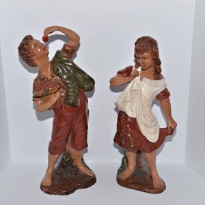 Vintage 1971 Hand-Painted Ceramic Figurines  Approximately 18.5 Tall