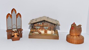 Vintage Wooden Music Boxes  Set of 3
