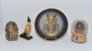 Egyptian-Themed Decorative Figurines & Music Box  Set of 4