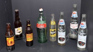 Vintage Soda & Beer Bottles  Pepsi Iowa Football 19771978, Falstaff & Root Beer