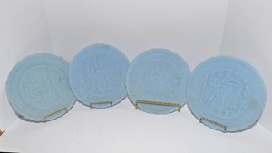 Fenton Blue Satin Glass Bicentennial Commemorative Plates  Set of Four