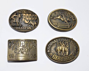 Vintage Hesston National Finals Rodeo Belt Buckles  1975, 1977, 1978 & 1979