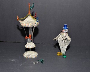 Decorative Blown Glass Clown & Spinning Carousel Figurines  Set of 2