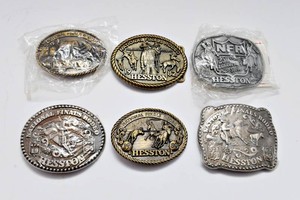 Vintage Hesston National Finals Rodeo Belt Buckles  Complete 19801985 Group
