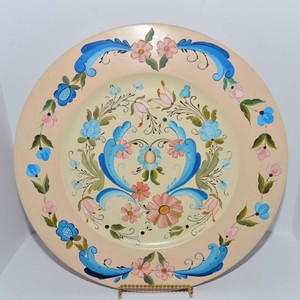 Large Hand-Painted Rosemaled Wooden Wall Plate  20