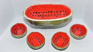 Watermelon-Themed Bowl & Serving Dishes
