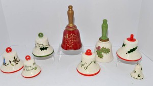 Vintage Hand-Painted Christmas Bell Decorations