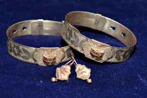 Antique (Likely) Buckle Bangle Bracelets & Coordinating Earrings