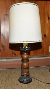 Vintage Wood & Metal Table Lamp