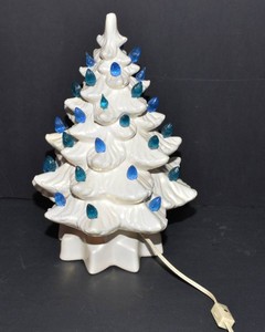 Vintage Hand-Painted Ceramic Light-Up Christmas Tree
