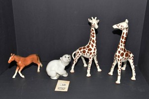 Vintage Ceramic Animal Figurines  Hand-Painted Giraffes, Horse & Leningrad Polar Bear