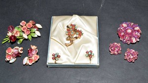 Vintage Brooch and Matching Earring Sets  Three Sets