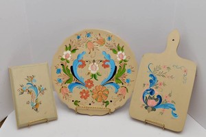 Scandinavian Hand-Painted Rosemaled Wall Hangings  Set of Three