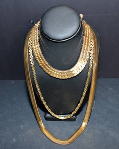 Vintage Gold-Tone Costume Jewelry Necklaces  Set of Three
