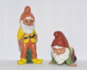 Large Hand-Painted Ceramic Gnome Figurines