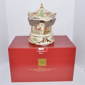 Lenox Holiday Santa Millennium Centerpiece Carousel Music Box