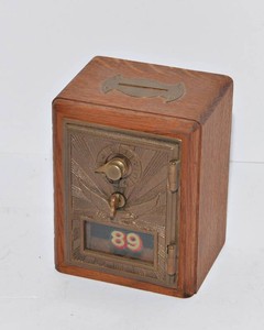 Antique-Style Flying Eagle Oak Combination Lock Coin Bank