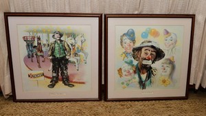 Framed Clown Artwork  If Wishes Were Horses & Round of Clowns