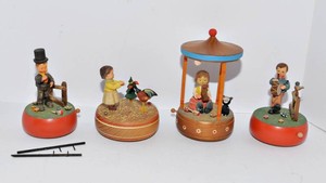 Vintage Wooden Music Boxes  Set of Four