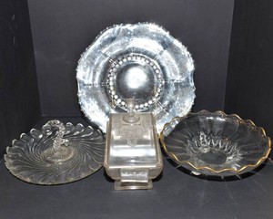 Vintage Cut Glass Serving Pieces  Set of Four