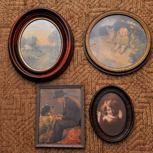 Vintage Framed Artwork  Set of Four