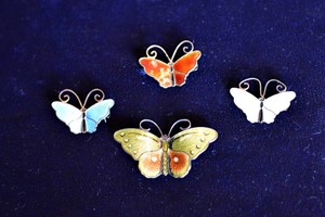 Norway Sterling Silver Butterfly Brooches  Set of Four