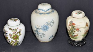 Vintage Decorative Ginger Jars  Set of Three