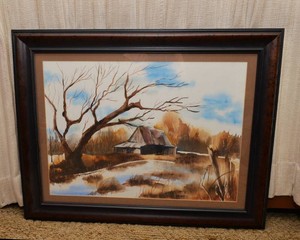 Framed Watercolor-Style Artwork  22.5 x 28.5