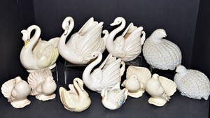 Cream-Colored Ceramic Bird Figurines
