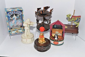 Vintage Circus-Themed Music Boxes  Set of Five