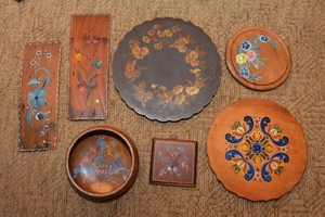 Hand-Painted Scandinavian Rosemaled Bowl & Wall Hangings