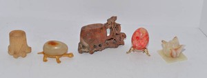 Vintage Carved Stone Figurines and Decorative Eggs