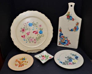 Hand-Painted Scandinavian Rosemaled Decorative Items  Five Pieces
