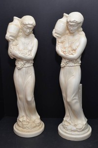 Large Matching Ceramic Figurines  26 Tall