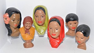 Vintage Hand-Painted Ceramic Busts