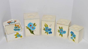 Hand-Painted Wooden Kitchen Canisters & Recipe Box