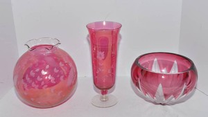 Vintage Cranberry Red Glassware Including Mikasa