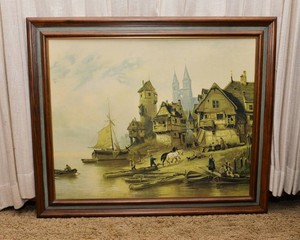 On the Banks of the Scheldt River by Wilhelm Alexander Meyerheim  Framed Print